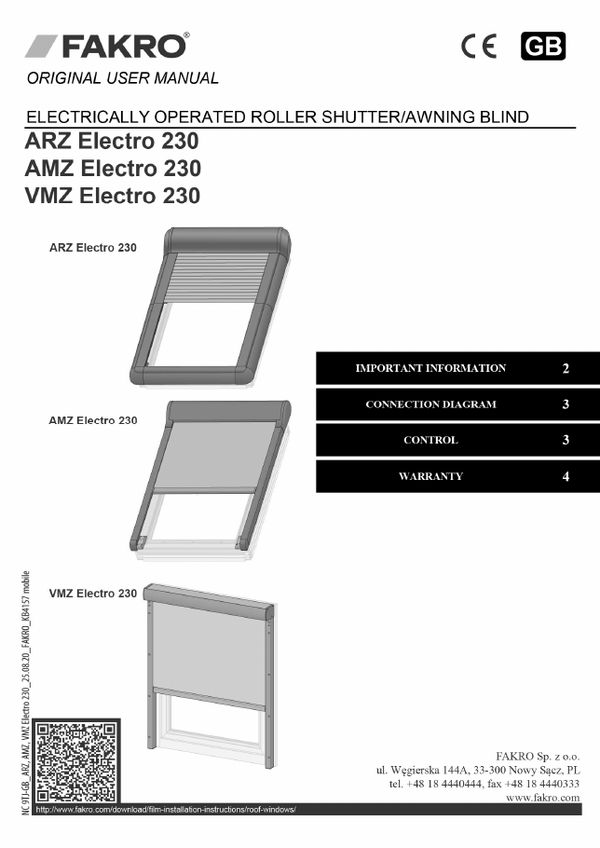 User manual: Electro 230 (AMZ, ARZ) (EN)