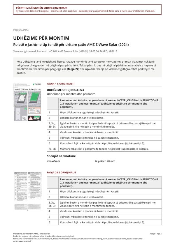 Udhëzime për montim: AMZ Z-Wave Solar (SQ)