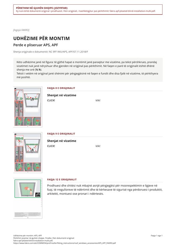 Udhëzime për montim: APS, APF (SQ)
