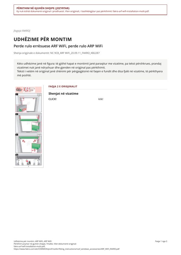 Udhëzime për montim: ARF WiFi, ARP WiFi (SQ)