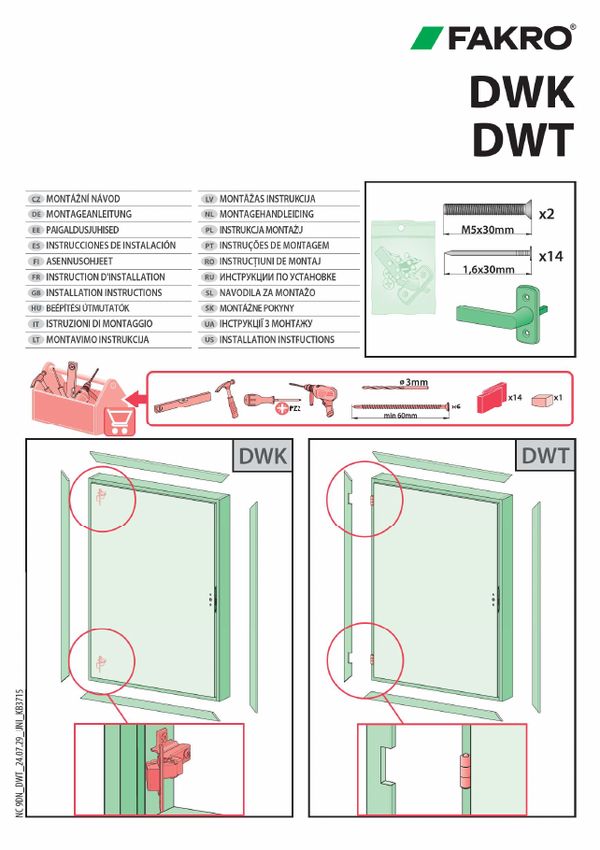 Installation instructions: DWT, DWK (MULTI)