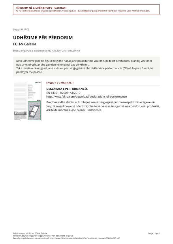 Udhëzime për përdorim: FGH-V Galeria (SQ)