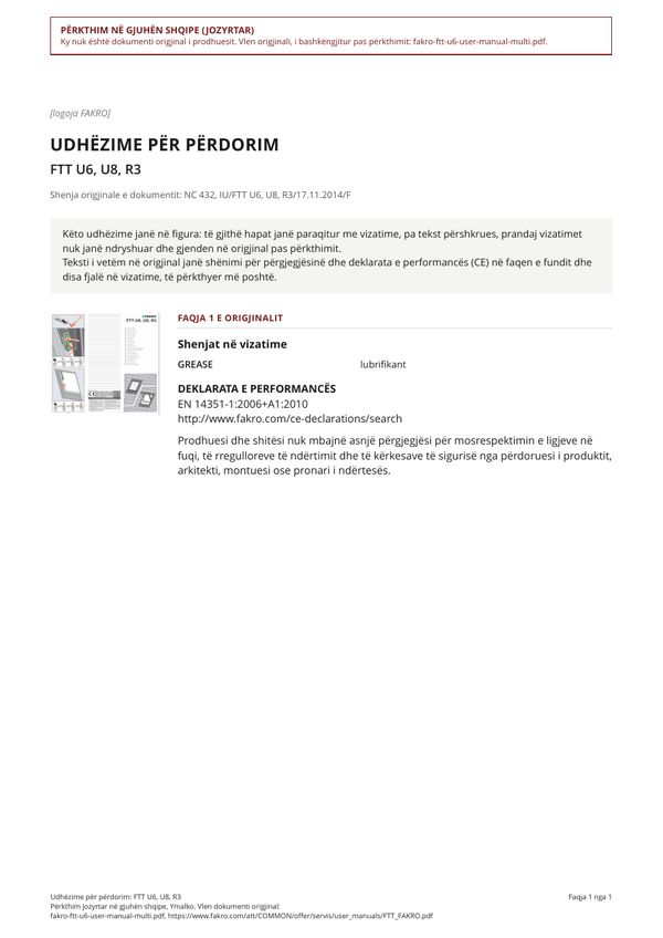 Udhëzime për përdorim: FTT U6, U8, R3 (SQ)