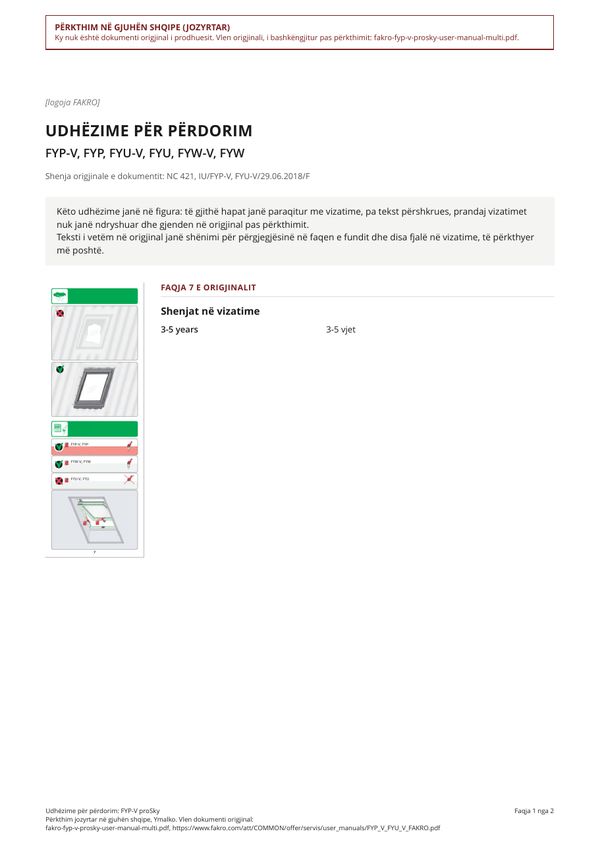 Udhëzime për përdorim: FYP-V proSky (SQ)