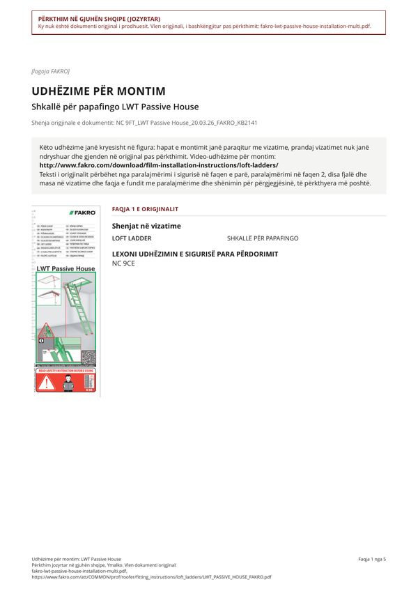 Udhëzime për montim: LWT Passive House (SQ)