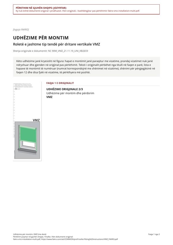 Udhëzime për montim: VMZ (me dorë) (SQ)